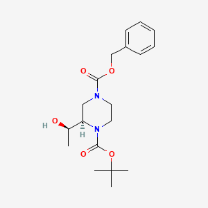 molecular formula C19H28N2O5 B2500306 4-Benzyl 1-(tert-butyl) (r)-2-((r)-1-hydroxyethyl)piperazine-1,4-dicarboxylate CAS No. 2209086-94-0