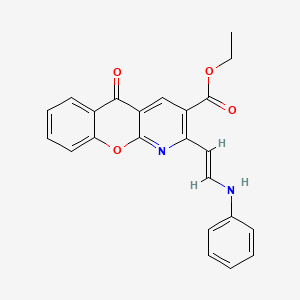 molecular formula C23H18N2O4 B2500317 ethyl 5-oxo-2-[(E)-2-(phenylamino)ethenyl]-5H-chromeno[2,3-b]pyridine-3-carboxylate CAS No. 303995-08-6