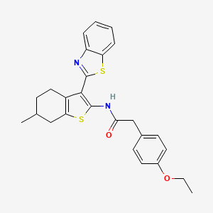 molecular formula C26H26N2O2S2 B2500327 N-[3-(1,3-benzothiazol-2-yl)-6-methyl-4,5,6,7-tetrahydro-1-benzothiophen-2-yl]-2-(4-ethoxyphenyl)acetamide CAS No. 923484-46-2