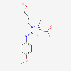 (Z)-1-(3-(3-hydroxypropyl)-2-((4-methoxyphenyl)imino)-4-methyl-2,3-dihydrothiazol-5-yl)ethanone