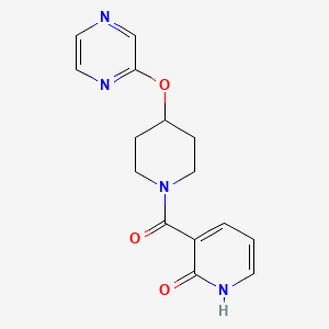 3-(4-(pyrazin-2-yloxy)piperidine-1-carbonyl)pyridin-2(1H)-one