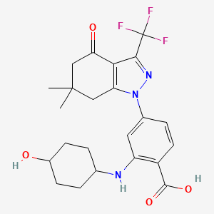 4-[6,6-dimethyl-4-oxo-3-(trifluoromethyl)-4,5,6,7-tetrahydro-1H-indazol-1-yl]-2-[(4-hydroxycyclohexyl)amino]benzoic acid