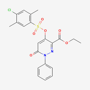 molecular formula C21H19ClN2O6S B2500387 Ethyl 4-(((4-chloro-2,5-dimethylphenyl)sulfonyl)oxy)-6-oxo-1-phenyl-1,6-dihydropyridazine-3-carboxylate CAS No. 886951-29-7