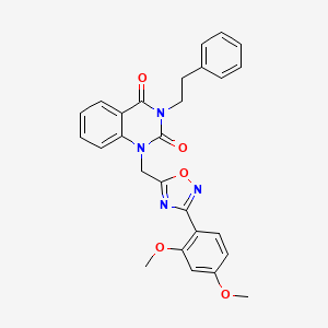 molecular formula C27H24N4O5 B2500392 1-((3-(2,4-dimethoxyphenyl)-1,2,4-oxadiazol-5-yl)methyl)-3-phenethylquinazoline-2,4(1H,3H)-dione CAS No. 1207013-13-5