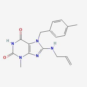 molecular formula C17H19N5O2 B2500393 3-methyl-7-[(4-methylphenyl)methyl]-8-[(prop-2-en-1-yl)amino]-2,3,6,7-tetrahydro-1H-purine-2,6-dione CAS No. 876893-27-5
