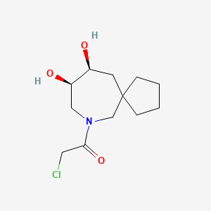 molecular formula C12H20ClNO3 B2500406 2-Chloro-1-[(9R,10S)-9,10-dihydroxy-7-azaspiro[4.6]undecan-7-yl]ethanone CAS No. 2411181-51-4