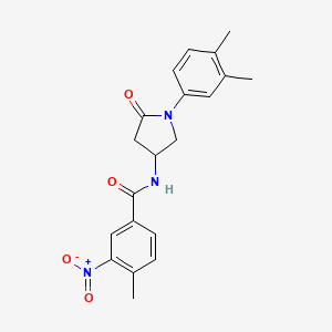molecular formula C20H21N3O4 B2500411 N-[1-(3,4-dimethylphenyl)-5-oxopyrrolidin-3-yl]-4-methyl-3-nitrobenzamide CAS No. 896370-59-5
