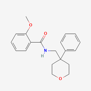 molecular formula C20H23NO3 B2500412 2-methoxy-N-((4-phenyltetrahydro-2H-pyran-4-yl)methyl)benzamide CAS No. 701240-03-1