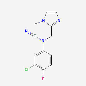 molecular formula C12H10ClFN4 B2500427 (3-Chloro-4-fluorophenyl)-[(1-methylimidazol-2-yl)methyl]cyanamide CAS No. 1444381-11-6