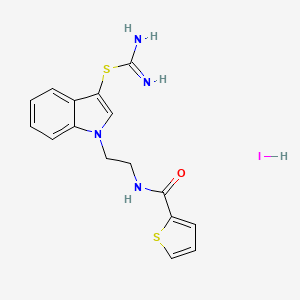 1-(2-(thiophene-2-carboxamido)ethyl)-1H-indol-3-yl carbamimidothioate hydroiodide