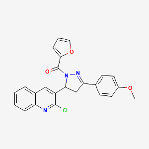 molecular formula C24H18ClN3O3 B2500454 2-chloro-3-[1-(furan-2-carbonyl)-3-(4-methoxyphenyl)-4,5-dihydro-1H-pyrazol-5-yl]quinoline CAS No. 682786-11-4