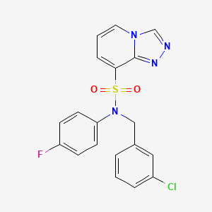 molecular formula C19H14ClFN4O2S B2500470 N-[(3-chlorophenyl)methyl]-N-(4-fluorophenyl)-[1,2,4]triazolo[4,3-a]pyridine-8-sulfonamide CAS No. 1251693-21-6