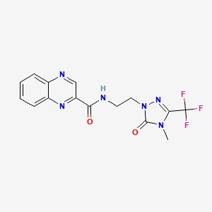 molecular formula C15H13F3N6O2 B2500492 N-(2-(4-methyl-5-oxo-3-(trifluoromethyl)-4,5-dihydro-1H-1,2,4-triazol-1-yl)ethyl)quinoxaline-2-carboxamide CAS No. 1421475-42-4