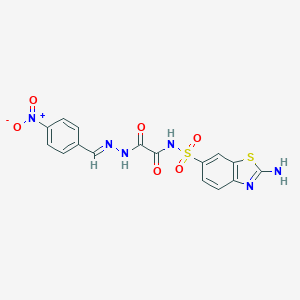 molecular formula C16H12N6O6S2 B025005 Acetic acid, (((2-amino-6-benzothiazolyl)sulfonyl)amino)oxo-, ((4-nitrophenyl)methylene)hydrazide CAS No. 108679-70-5