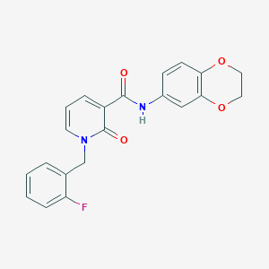 molecular formula C21H17FN2O4 B2500501 N-(2,3-dihydro-1,4-benzodioxin-6-yl)-1-[(2-fluorophenyl)methyl]-2-oxo-1,2-dihydropyridine-3-carboxamide CAS No. 941989-81-7