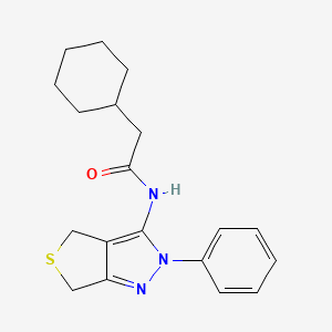 molecular formula C19H23N3OS B2500502 2-cyclohexyl-N-(2-phenyl-4,6-dihydro-2H-thieno[3,4-c]pyrazol-3-yl)acetamide CAS No. 681268-41-7