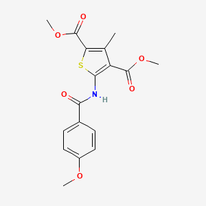 molecular formula C17H17NO6S B2500504 Dimethyl 5-(4-methoxybenzamido)-3-methylthiophene-2,4-dicarboxylate CAS No. 503432-82-4