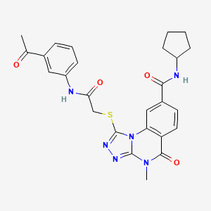 molecular formula C26H26N6O4S B2500506 1-({[(3-acetylphenyl)carbamoyl]methyl}sulfanyl)-N-cyclopentyl-4-methyl-5-oxo-4H,5H-[1,2,4]triazolo[4,3-a]quinazoline-8-carboxamide CAS No. 1114877-39-2