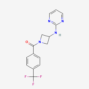 molecular formula C15H13F3N4O B2500524 N-{1-[4-(trifluoromethyl)benzoyl]azetidin-3-yl}pyrimidin-2-amine CAS No. 2034605-55-3