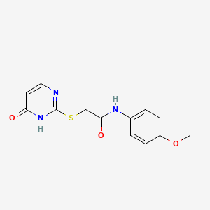 molecular formula C14H15N3O3S B2500530 2-[(4-hydroxy-6-methylpyrimidin-2-yl)sulfanyl]-N-(4-methoxyphenyl)acetamide CAS No. 21004-24-0