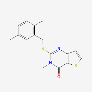molecular formula C16H16N2OS2 B2500554 2-{[(2,5-dimethylphenyl)methyl]sulfanyl}-3-methyl-3H,4H-thieno[3,2-d]pyrimidin-4-one CAS No. 1324278-42-3