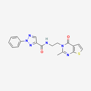 molecular formula C18H16N6O2S B2500563 N-(2-(2-methyl-4-oxothieno[2,3-d]pyrimidin-3(4H)-yl)ethyl)-2-phenyl-2H-1,2,3-triazole-4-carboxamide CAS No. 1903520-58-0