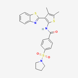 molecular formula C24H23N3O3S3 B2500580 N-(3-(benzo[d]thiazol-2-yl)-4,5-dimethylthiophen-2-yl)-4-(pyrrolidin-1-ylsulfonyl)benzamide CAS No. 886959-08-6