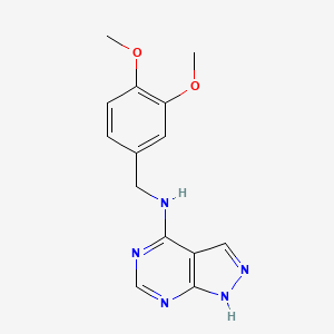 molecular formula C14H15N5O2 B2500590 N-(3,4-dimethoxybenzyl)-1H-pyrazolo[3,4-d]pyrimidin-4-amine CAS No. 1021093-13-9