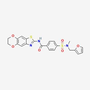 molecular formula C22H19N3O6S2 B2500623 N-(6,7-dihydro-[1,4]dioxino[2,3-f][1,3]benzothiazol-2-yl)-4-[furan-2-ylmethyl(methyl)sulfamoyl]benzamide CAS No. 899735-35-4