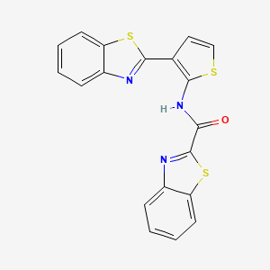 molecular formula C19H11N3OS3 B2500642 N-[3-(1,3-benzothiazol-2-yl)thiophen-2-yl]-1,3-benzothiazole-2-carboxamide CAS No. 922457-10-1