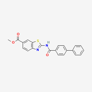 molecular formula C22H16N2O3S B2500656 METHYL 2-{[1,1'-BIPHENYL]-4-AMIDO}-1,3-BENZOTHIAZOLE-6-CARBOXYLATE CAS No. 887902-62-7