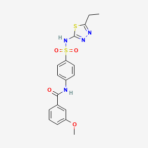 molecular formula C18H18N4O4S2 B2500665 N-(4-(N-(5-ethyl-1,3,4-thiadiazol-2-yl)sulfamoyl)phenyl)-3-methoxybenzamide CAS No. 317374-40-6