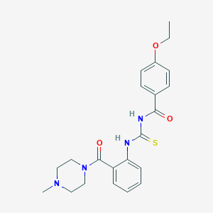 molecular formula C22H26N4O3S B250068 N-(4-ethoxybenzoyl)-N'-{2-[(4-methyl-1-piperazinyl)carbonyl]phenyl}thiourea 