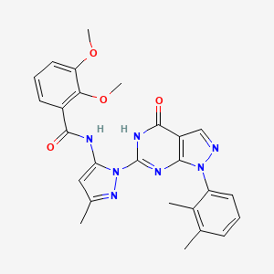 molecular formula C26H25N7O4 B2500737 N-(1-(1-(2,3-dimethylphenyl)-4-oxo-4,5-dihydro-1H-pyrazolo[3,4-d]pyrimidin-6-yl)-3-methyl-1H-pyrazol-5-yl)-2,3-dimethoxybenzamide CAS No. 1172464-46-8