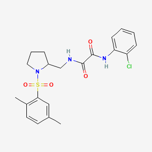 molecular formula C21H24ClN3O4S B2500753 N'-(2-chlorophenyl)-N-{[1-(2,5-dimethylbenzenesulfonyl)pyrrolidin-2-yl]methyl}ethanediamide CAS No. 896290-26-9