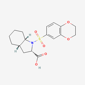 (2S,3As,7aS)-1-(2,3-dihydro-1,4-benzodioxin-6-ylsulfonyl)-2,3,3a,4,5,6,7,7a-octahydroindole-2-carboxylic acid