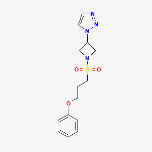 molecular formula C14H18N4O3S B2500787 1-(1-((3-phenoxypropyl)sulfonyl)azetidin-3-yl)-1H-1,2,3-triazole CAS No. 2034307-71-4