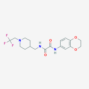 molecular formula C18H22F3N3O4 B2500813 N-(2,3-dihydro-1,4-benzodioxin-6-yl)-N'-{[1-(2,2,2-trifluoroethyl)piperidin-4-yl]methyl}ethanediamide CAS No. 2320472-40-8