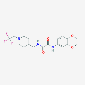molecular formula C18H22F3N3O4 B2500813 N'-(2,3-Dihydro-1,4-benzodioxin-6-yl)-N-[[1-(2,2,2-trifluoroethyl)piperidin-4-yl]methyl]oxamide CAS No. 2320472-40-8