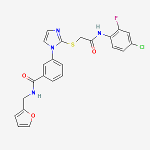 molecular formula C23H18ClFN4O3S B2500814 3-(2-((2-((4-chloro-2-fluorophenyl)amino)-2-oxoethyl)thio)-1H-imidazol-1-yl)-N-(furan-2-ylmethyl)benzamide CAS No. 1115336-20-3