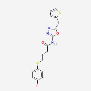 4-((4-fluorophenyl)thio)-N-(5-(thiophen-2-ylmethyl)-1,3,4-oxadiazol-2-yl)butanamide