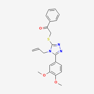 molecular formula C21H21N3O3S B2500816 2-{[5-(3,4-二甲氧基苯基)-4-(丙烯基)-4H-1,2,4-三唑-3-基]硫代}-1-苯乙酮 CAS No. 690247-30-4
