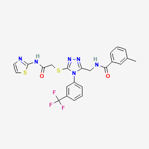 molecular formula C23H19F3N6O2S2 B2500819 3-methyl-N-((5-((2-oxo-2-(thiazol-2-ylamino)ethyl)thio)-4-(3-(trifluoromethyl)phenyl)-4H-1,2,4-triazol-3-yl)methyl)benzamide CAS No. 391917-14-9