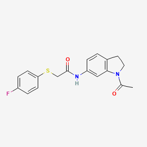 molecular formula C18H17FN2O2S B2500820 N-(1-乙酰吲哚-6-基)-2-((4-氟苯基)硫代)乙酰胺 CAS No. 1207038-06-9
