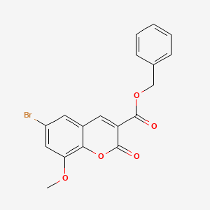 molecular formula C18H13BrO5 B2500826 苄基-6-溴-8-甲氧基-2-氧代-2H-咖啡因-3-羧酸酯 CAS No. 899732-07-1