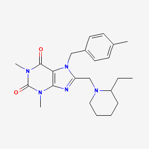 molecular formula C23H31N5O2 B2500828 8-[(2-ethylpiperidin-1-yl)methyl]-1,3-dimethyl-7-(4-methylbenzyl)-3,7-dihydro-1H-purine-2,6-dione CAS No. 851939-19-0