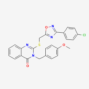 molecular formula C25H19ClN4O3S B2500829 2-(((3-(4-chlorophenyl)-1,2,4-oxadiazol-5-yl)methyl)thio)-3-(4-methoxybenzyl)quinazolin-4(3H)-one CAS No. 2034520-36-8