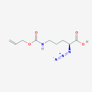 molecular formula C9H14N4O4 B2500832 (2S)-2-Azido-5-(prop-2-enoxycarbonylamino)pentanoic acid CAS No. 2250436-43-0