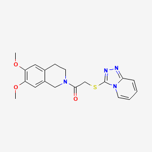 molecular formula C19H20N4O3S B2500835 1-(6,7-dimethoxy-3,4-dihydro-1H-isoquinolin-2-yl)-2-([1,2,4]triazolo[4,3-a]pyridin-3-ylsulfanyl)ethanone CAS No. 727688-97-3