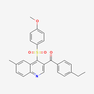 molecular formula C26H23NO4S B2500854 3-(4-ETHYLBENZOYL)-4-(4-METHOXYBENZENESULFONYL)-6-METHYLQUINOLINE CAS No. 899760-37-3